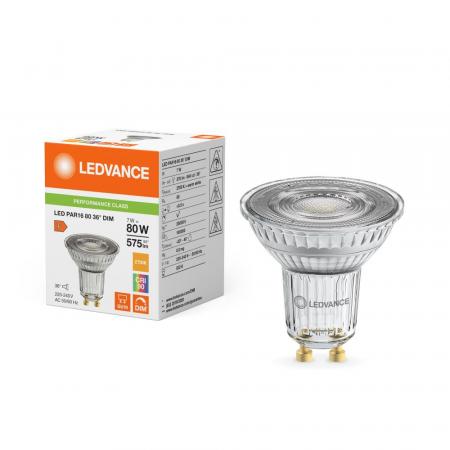 Ledvance GU10 PAR16 Reflektor 36° 7W wie 80W dimmbarer warmweißer Strahler 2700K 90Ra mit hoher Farbwiedergabe